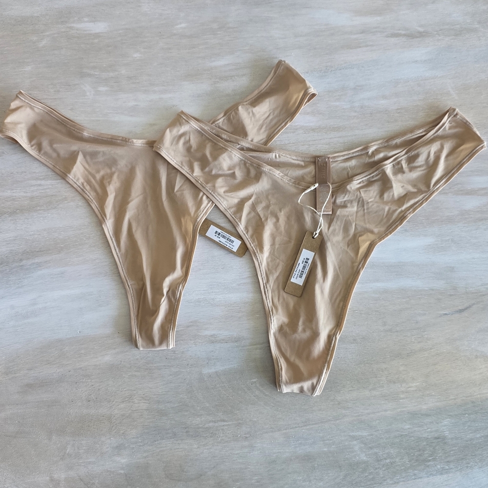 2pcs SKIMS Thongs | Womens Jelly Sheer Dipped Thong  Clay /2X/NWT